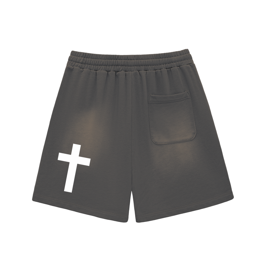 Sun Fade Raw Edge Cotton Shorts