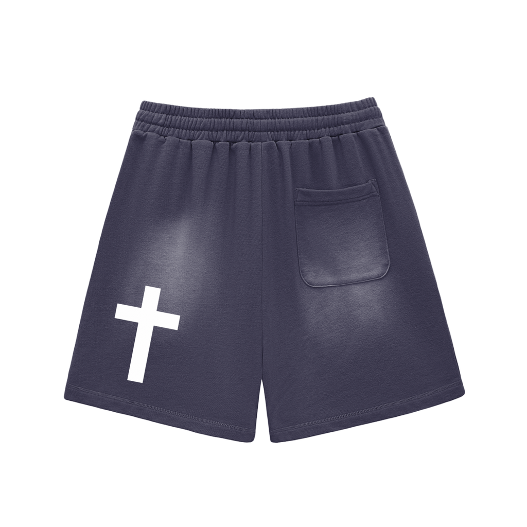 Sun Fade Raw Edge Cotton Shorts