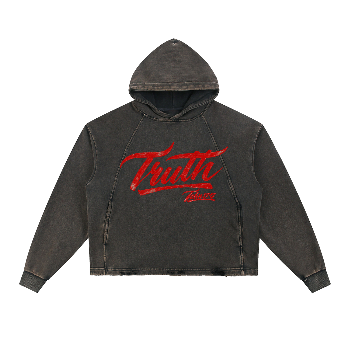 Vintage Washed Frayed-Hem Hoodie
