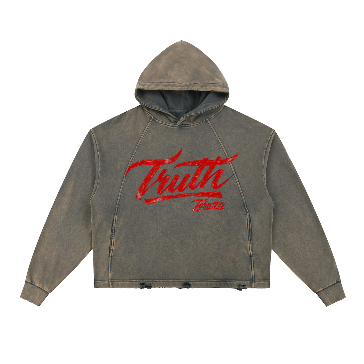 Vintage Washed Frayed-Hem Hoodie