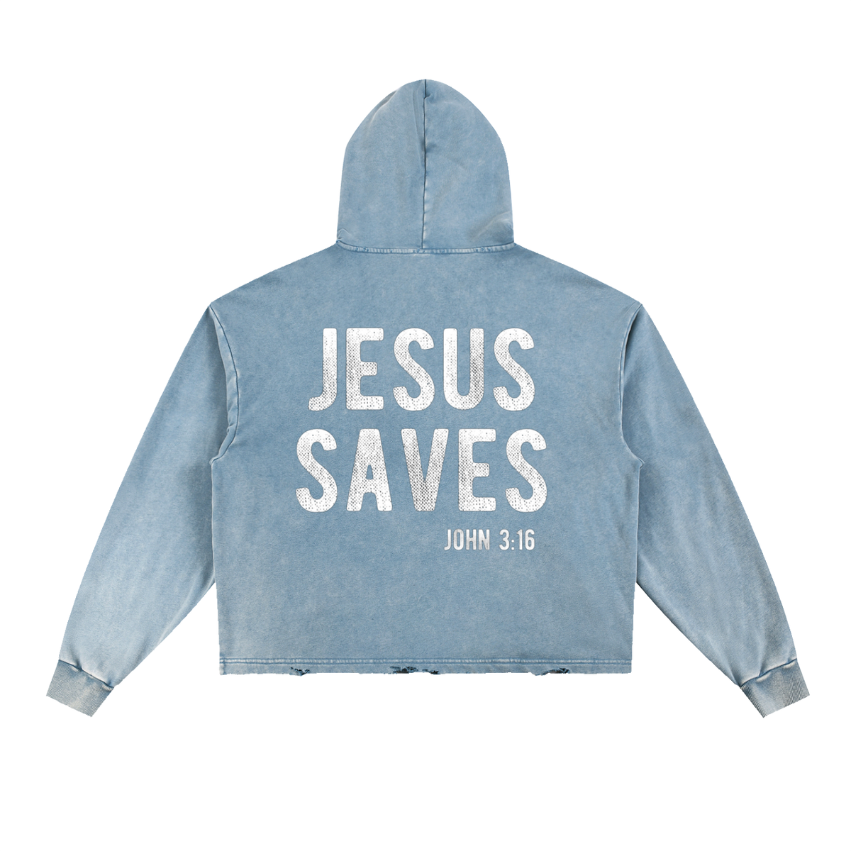 Vintage Washed Frayed-Hem Hoodie